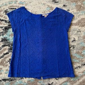 Banana Republic Royal Blue Lace Overlay Blouse!